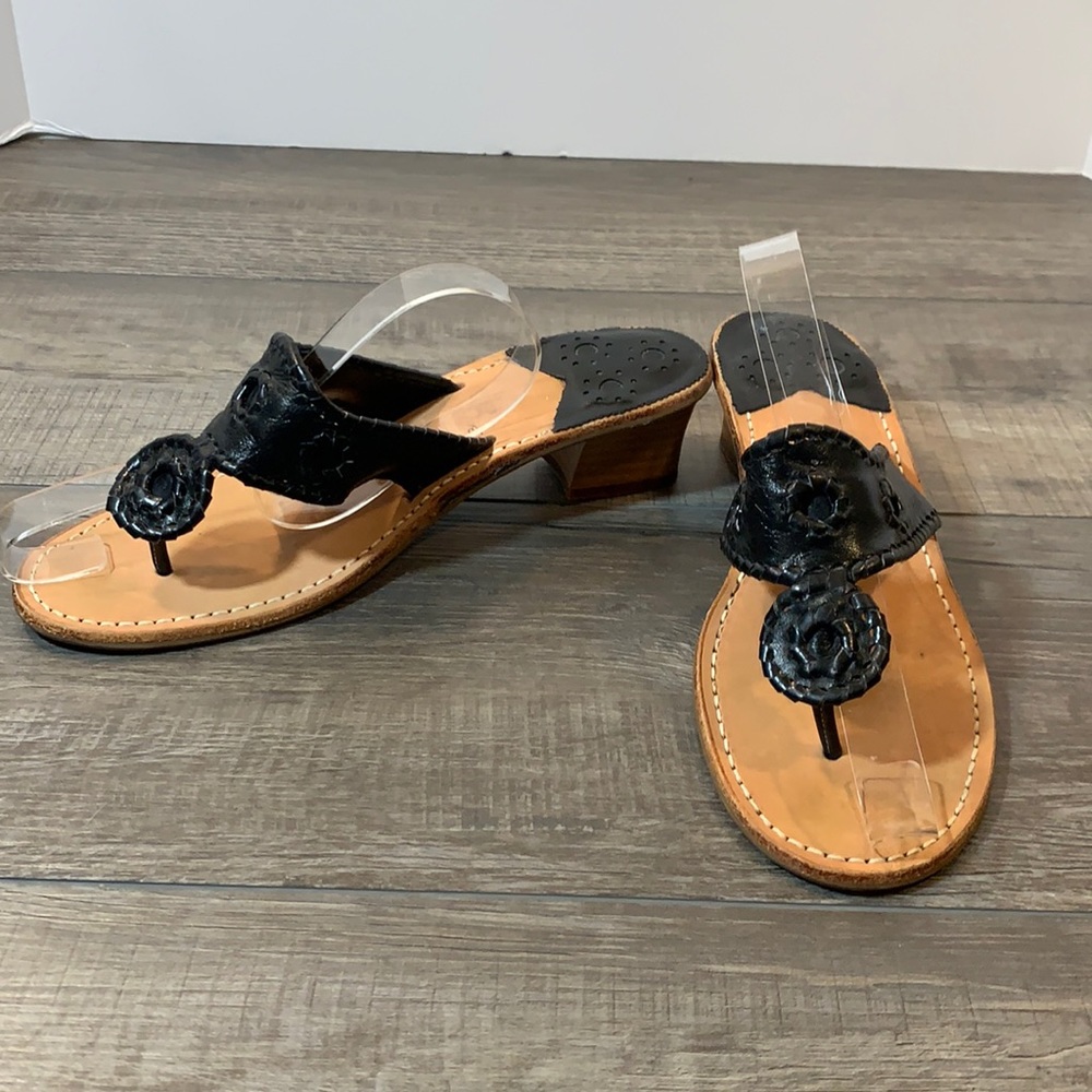 Jack Rogers black leather heeled sandals size 8